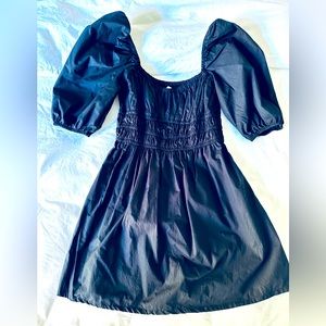 Faithfull the Brand black cotton mini dress with rouched bodice size S